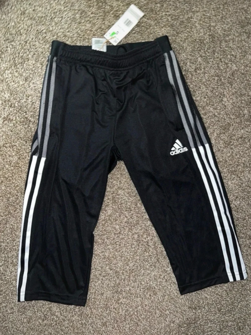adidas Men’s Black Joggers with White Side Stripes Size: Small